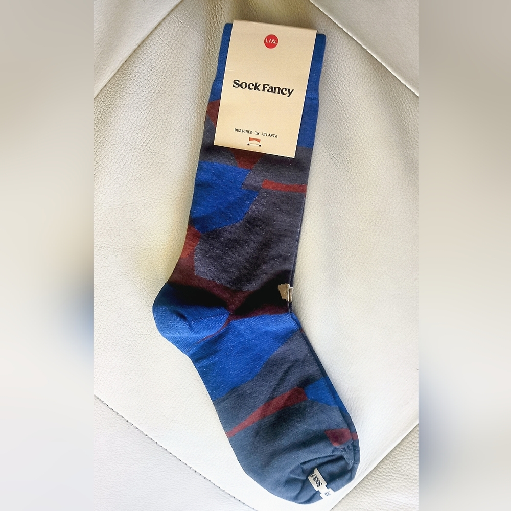 Sock Fancy Navy Camo Crew Socks Fits Men's Sizes 8-14